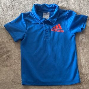 adidas Blue Polo Shirt with Orange Logo - Kids